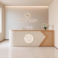 Bureau d'accueil en cuir de style luxe léger pour salon de beauté, maison d'hôtes, salon de thé et réception d'entreprise