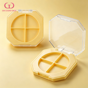 Estuche vacío octogonal transparente para polvos, paleta de maquillaje de sombras de ojos de 4 colores con inserto cuarto circular - Product Image 1