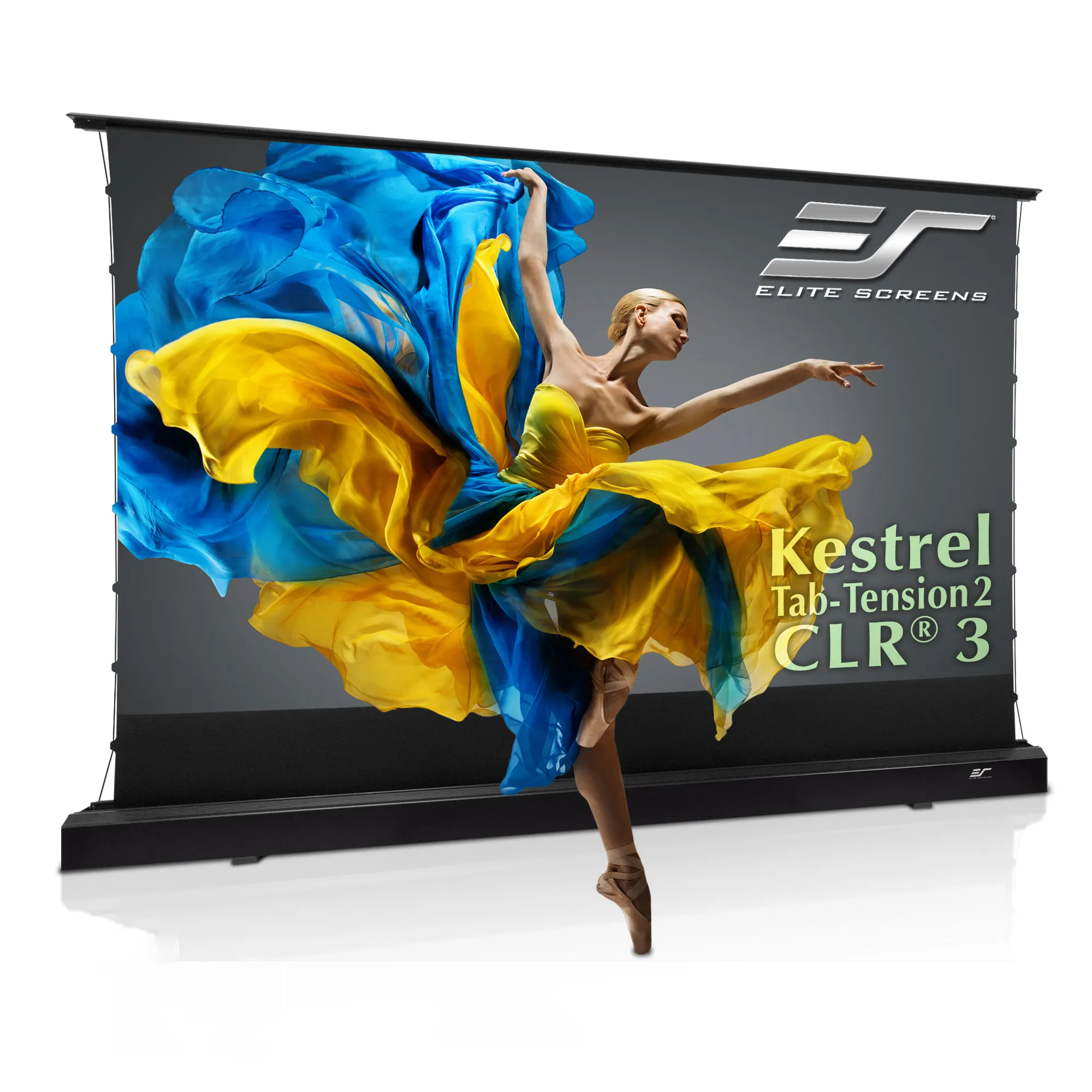 16:9, Ultra-Short Throw Ceiling Ambient Light Rejecting (CLR/ALR) 100 inch Electric Floor-Rising Projector Screen