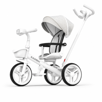 Tricycle pliable pour enfants, vélo à 3 roues avec capote et panier, poignée de poussée parentale pour les tout-petits, garçons et filles de 1 à 3 ans