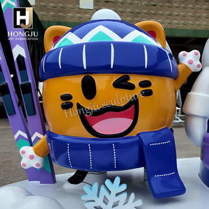 Escultura de Mascota de Dibujos Animados de Invierno Personalizada de Fibra de Vidrio |   Personaje de Marca de Gran Tamaño para Hoteles, Centros Comerciales y Espacios Comerciales - Product Image 3
