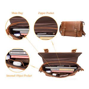 Leder Büro tasche Laptop Rucksack Leicht gewicht Anpassbare Süße Tasche Leder Laptop tasche Für Männer Aktentasche Business - Product Image 3