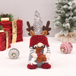 Muñeco de Gnomo Navideño con Gorro de Lentejuelas y Adorno de Reno, Figura Decorativa de Tela para Interiores HX-2263 - Product Image 3