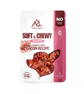 Friandises pour chiens Pal's Delight, bâtonnets tendres au bacon, véritable porc, sans colorants artificiels, pour tous les chiens, sachet de 3,5 oz - Product Image 1