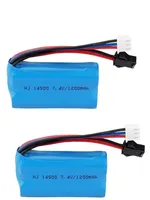 1-5 buah 7.4V 1200mAh baterai Lipo 14500 SM untuk mainan listrik air peluru pistol mainan 7.4V baterai isi ulang kendaraan RC mainan