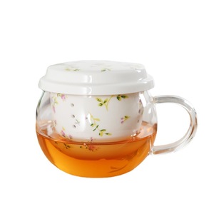 Glass Teacup With Lid 301-400ml Ceramic <b>Infuser</b> For Office Use - Product Image 5