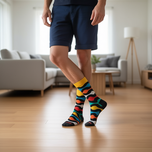 Calzini da uomo a metà polpaccio 40-45 con motivo colorato, alla moda, per uso casual - Product Image 2