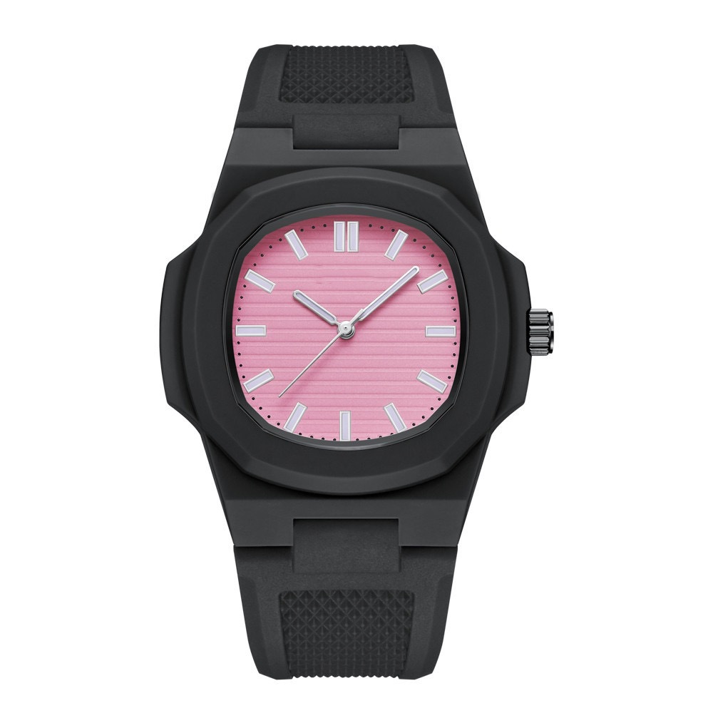 Black strap pink dial