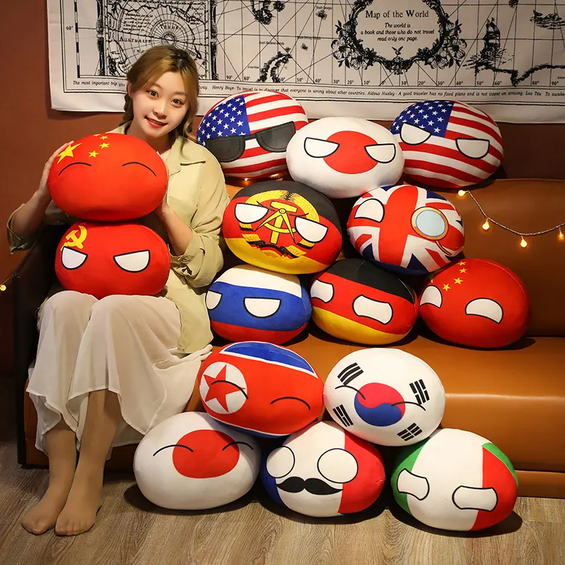 Polandballぬいぐるみカントリーボールソ連USAフランスロシア英国日本ドイツカナダイタリアカントリーボールトイぬいぐるみペンダント20cm