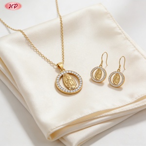 Hengdian Vente en gros de bijoux en zircon plaqué or 18 carats, ensemble de bijoux Vierge Marie, Joyas Doradas, bijoux de mode en gros pour femmes - Product Image 3