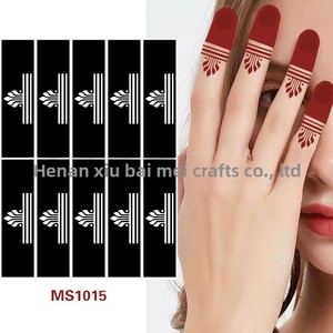 Pegatinas para Dedos al por Mayor, Plantillas <span class=keywords><strong>de</strong></span> Tatuajes DIY Inspiradas en Jugos, Bordados <span class=keywords><strong>de</strong></span> Patrones Pequeños, Henna Pintada a Mano con Diseños Calados - Product Image 1