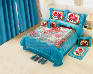 Sang Trọng 12Pcs Raschel Chăn Bộ Đồ Giường Thiết Lập Với Phù Hợp Với Rèm Cửa Bán Buôn In Vải Dệt Kim Trọng 10 Kg Chăn - Product Image 4