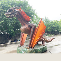 Statue de dragon volant animatronique géante de 7 m - Modèle réaliste de dragon ailé occidental pour la décoration des parcs à thème et des aventures en plein air