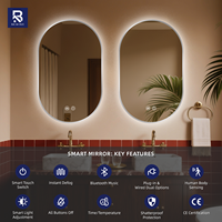 Espejo de Pared Ovalado con Iluminación LED para Salón de Belleza, Moderno y de Lujo, Antivaho Inteligente, para Uso en Hoteles, Apartamentos y Villas