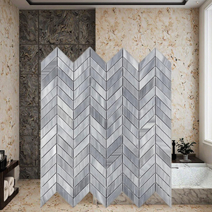 Gạch Khảm Hình <span class=keywords><strong>Chevron</strong></span> Bằng Đá Cẩm Thạch Ý Được Đánh Bóng Màu Xám Đá Cẩm Thạch Bán Gạch Nội Thất - Product Image 4