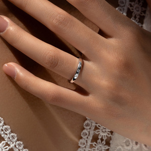 <b>925</b> <b>Silver</b> <b>Ring</b> With Round Brilliant Cut Diamonds Channel Setting Unisex Wedding Band Classic Style - Product Image 5