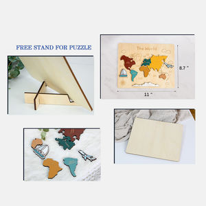 Rompecabezas del mundo personalizado de madera Mapa Montessori Edición de Geografía de madera <span class=keywords><strong>para</strong></span> niños - Product Image 4