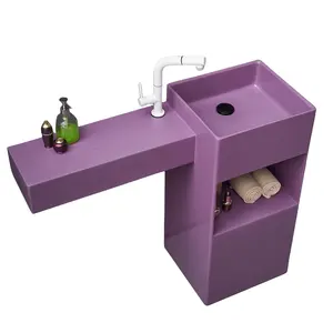 Purple Many Size Available Free Standing Acrylic Vanity Hand Wash Basin For Hotel Bathroom Sink