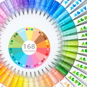 Guangna 168 Farben Flüssig-Acrylgel-Stift-Set mit gerader Spitze 1,0 mm, inklusive blauer, roter und grüner Tinten zum Zeichnen und Malen - Product Image 1
