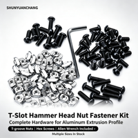 Écrous à fente en T à tête marteau pour profilés en aluminium avec vis à tête bouton et kit de fixation à clé Allen – Quincaillerie