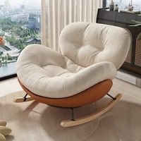 Fauteuil à bascule ergonomique rond en peluche chaude avec coussin épais et repose-pieds, canapé-lit sans structure pour l'intérieur