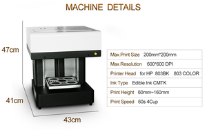 CSC1-4 Professional Edible Ink Coffee Printer Semi-Auto | CE Certified | High-Res 600 DPI for Latte Art & Logo Printing - Product Image 3