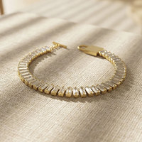 Bracelet en acier inoxydable plaqué or 18 carats avec zircon 5A pour femme, fermoir OT brillant, couleur durable, bijoux tendance