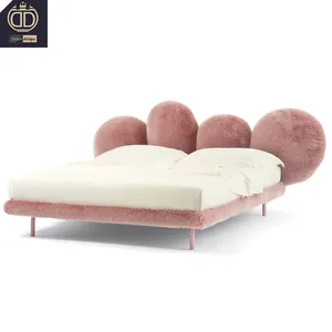 Edra फैंसी लक्जरी बच्चों Cipria गद्देदार डबल लड़कियों बिस्तर आधुनिक गुलाबी बच्चों राजकुमारी जुड़वां बिस्तर के लिए लड़कियों