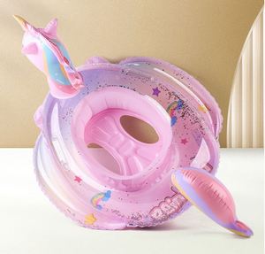 Vente en gros de nouveaux anneaux gonflables en PVC de style licorne rose, accessoires pour piscine, logo personnalisé - Product Image 4