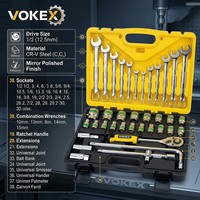 Kit d'outils à main multifonctionnel VOKEX de 38 pièces en acier au chrome-vanadium métrique, robuste, pour l'entretien automobile et le garage