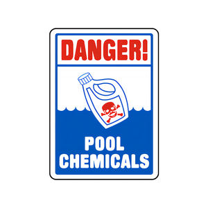 Panneau <span class=keywords><strong>de</strong></span> danger bleu, produits chimiques <span class=keywords><strong>de</strong></span> piscine, matériau en métal aluminium <span class=keywords><strong>de</strong></span> 12 "x 18", couleur accrocheuse, étanche et antirouille, installation facile - Product Image 1