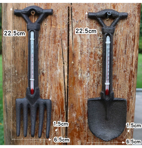 Râteau en fonte pour jardin Outils de jardinage décoration thermomètre d'extérieur rustique montage mural pour pièces décoratives de jardin Vente en gros - Product Image 2