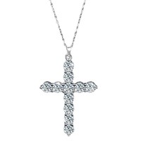 Collier pendentif croix en argent sterling S925 tendance avec moissanite pour femme, chaîne de clavicule superposée, bijoux style hip-hop urbain