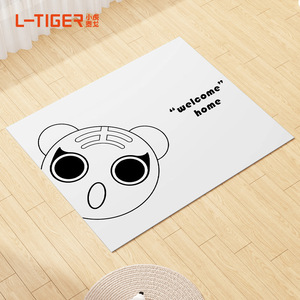 Alfombra de PVC para mascotas, lavable y fácil de limpiar, alfombra de cuero con diseño de dibujos animados para sala de estar, estilo Morandi, impermeable y resistente al aceite. - Product Image 2