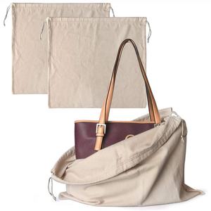 Op maat gemaakte witte flanellen geborstelde dikke katoenen stofzak met trekkoord voor handtas - Product Image 1