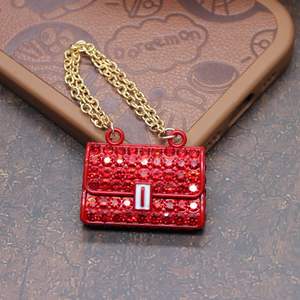 Aksesoris Rumah Boneka, Gantungan Kunci Tas Rantai Berlian Penuh Warna Pink Hitam Perak, Dekorasi Casing Ponsel, Gantungan Logam Desainer - Product Image 6