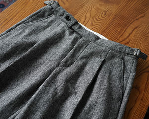Nouveau <span class=keywords><strong>pantalon</strong></span> rétro à boucle unique à chevrons affaires Simple décontracté <span class=keywords><strong>Tweed</strong></span> rayures épaissi <span class=keywords><strong>pantalon</strong></span> droit mince pour hommes - Product Image 2