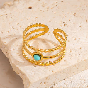 European Style Stainless Steel <b>Bracelets</b> With Natural Stone Inlay <b>Adjustable</b> Open Design For Women Gift Jewelry - Product Image 4