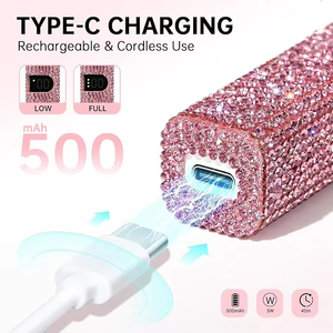 Lámpara UV LED Rosa Diamante Portátil, Secador de Uñas Inalámbrico Recargable por USB, Mini Secador de Esmalte de Uñas en Gel con Diseño de Diamante - Product Image 6