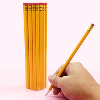 Lot de crayons hexagonaux jaunes en tilleul, dureté HB, pour l'écriture et le dessin, avec gomme colorée, idéal pour les promotions