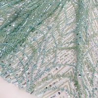 Tissu de Dentelle LS136 Africain Brodé de Haute Qualité Perles Nuptiales Luxe Lourd Pailleté pour Robe de Mariée