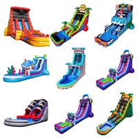 Toboggan aquatique gonflable personnalisé de qualité commerciale Blue Giant, durable, ondulé, ODM, vente en gros, pour garçons