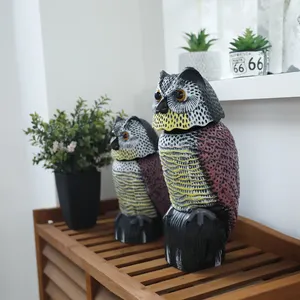 Espantapájaros de búho de resina activada por movimiento, pájaro artificial, Paloma, decoración de jardín disuasorio para ahuyentar a los pájaros