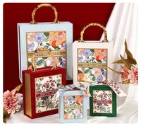 Boîte d'emballage en gros portable en velours rouge pour Noël, avec couvercle rabattable, vide, pour cadeau de demoiselle d'honneur ou de mariage