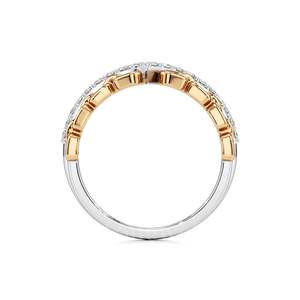 Stonewels Diseño clásico original Anillo de banda de eslabones de oro rosa Fusión audaz de eslabones de oro entrelazados con moissanita para bodas - Product Image 3