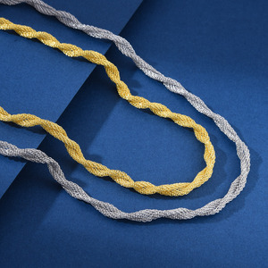 Collar <span class=keywords><strong>de</strong></span> <span class=keywords><strong>cadena</strong></span> <span class=keywords><strong>de</strong></span> malla doble <span class=keywords><strong>de</strong></span> <span class=keywords><strong>plata</strong></span> esterlina S925 a <span class=keywords><strong>precio</strong></span> <span class=keywords><strong>de</strong></span> fábrica, joyería <span class=keywords><strong>italiana</strong></span> con <span class=keywords><strong>cadena</strong></span> <span class=keywords><strong>de</strong></span> eslabones <span class=keywords><strong>de</strong></span> moda <span class=keywords><strong>de</strong></span> perlas chapada en oro <span class=keywords><strong>de</strong></span> 18 quilates - Product Image 4