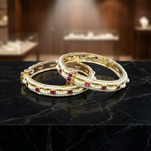 กำไลทองโบราณแบบเปิดได้ - Kanhai Jewels 2 ชิ้น สไตล์โรแมนติก ทำจากทองแดงผสม ปราศจากนิกเกิลและตะกั่ว เครื่องประดับสำหรับผู้หญิงในวันครบรอบ - Product Image 2