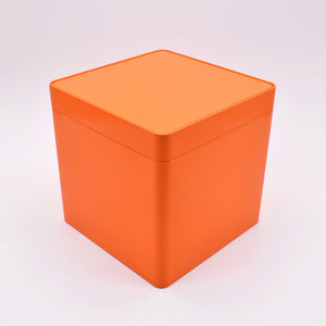 En stock en gros 8 pouces vide Orange blanc grand métal carré Snack Biscuit gâteau thé café biscuit stockage boîte en fer blanc avec Ild - Product Image 1