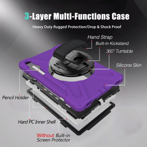 Dày Silicone Combo Vai Dây Đeo Tay Xoay Fold Đứng Bút Chì Khe Cắm Máy Tính Bảng Trường Hợp Đối Với Samsung Galaxy Tab S6 T860 T865 10.5 Inch - Product Image 6