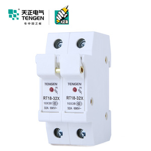 Tengen Rt18-32X ที่ใส่ฟิวส์2P ฐานเซรามิกพร้อมไฟแสดงสถานะ32A 690V ~ รางติดตั้ง - Product Image 1